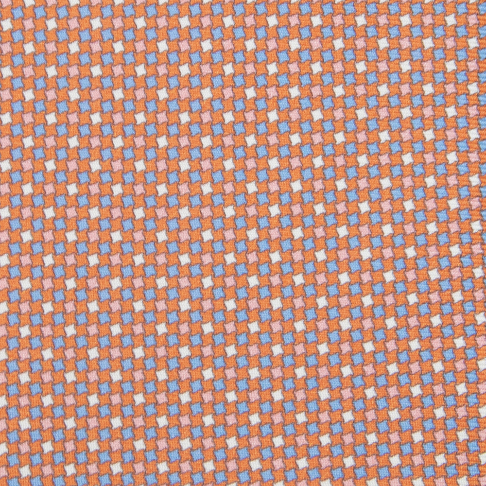 Cravatta 3 pieghe in Seta Fantasia Geometrica, Arancione - MOA409