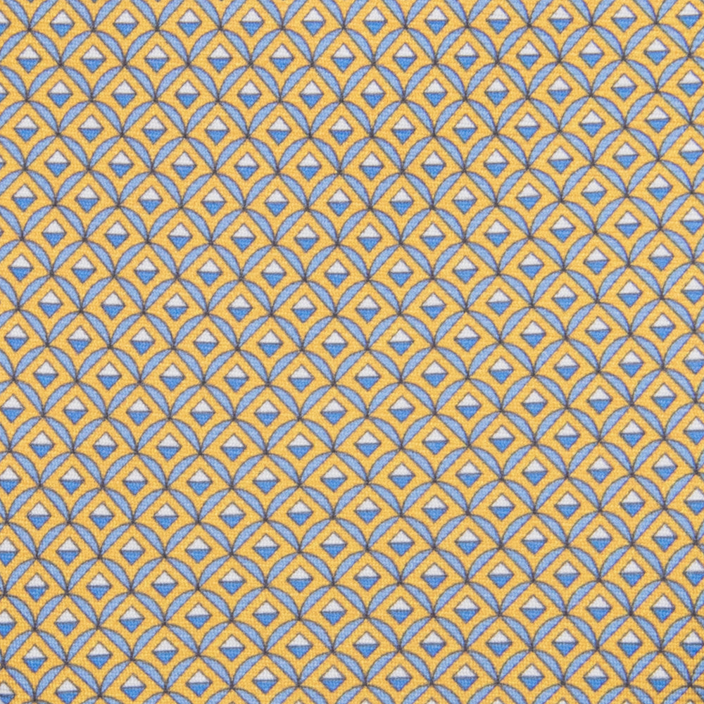 Cravatta 3 pieghe in Seta Fantasia Geometrica, Giallo - M49301