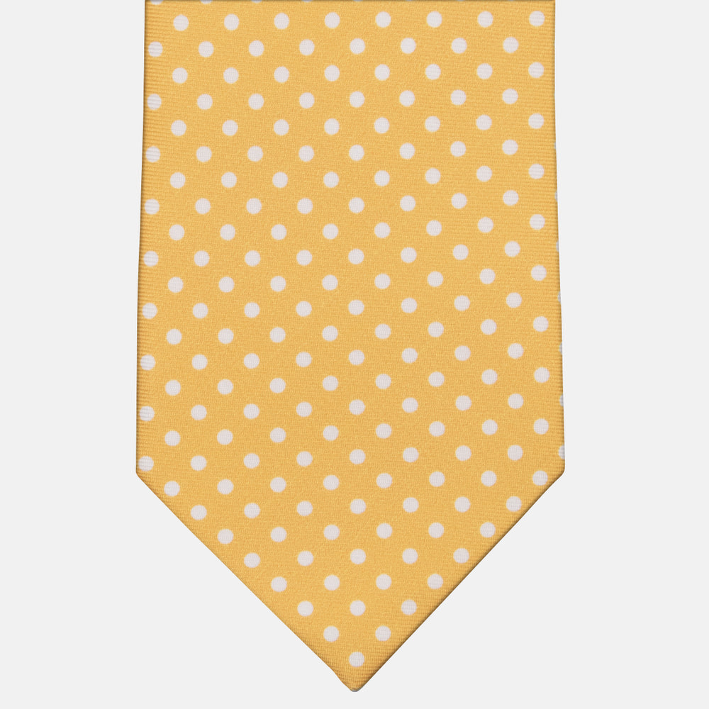 3-Fold Silk Tie Polka Dot Pattern, Yellow - M6847
