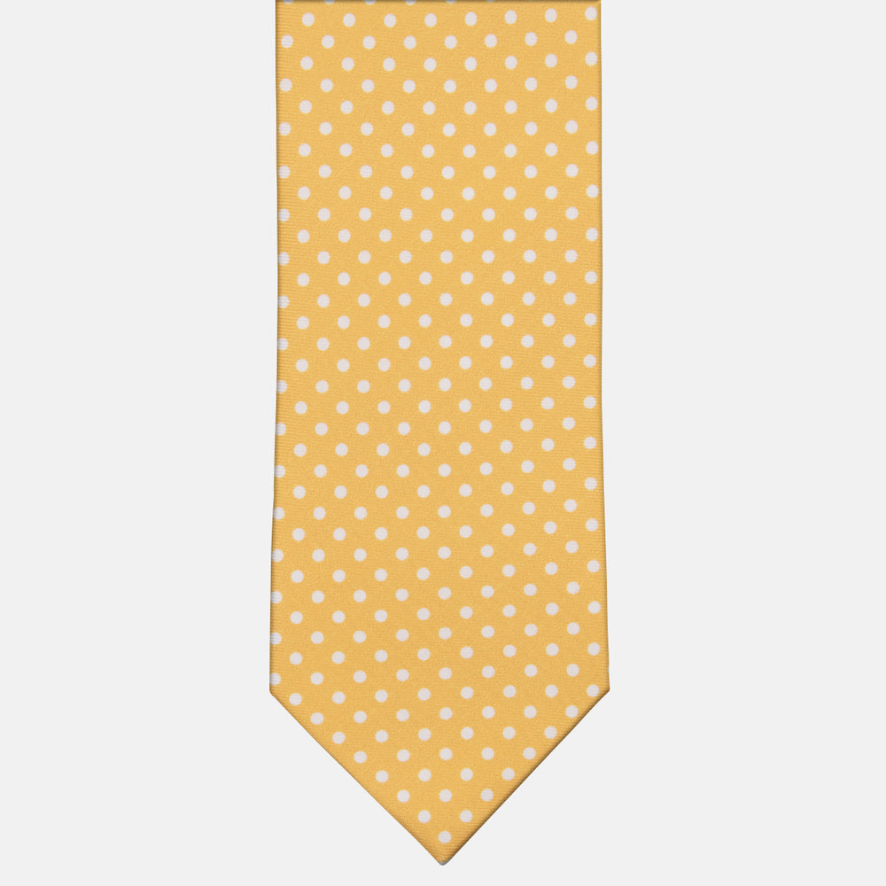 3-Fold Silk Tie Polka Dot Pattern, Yellow - M6847