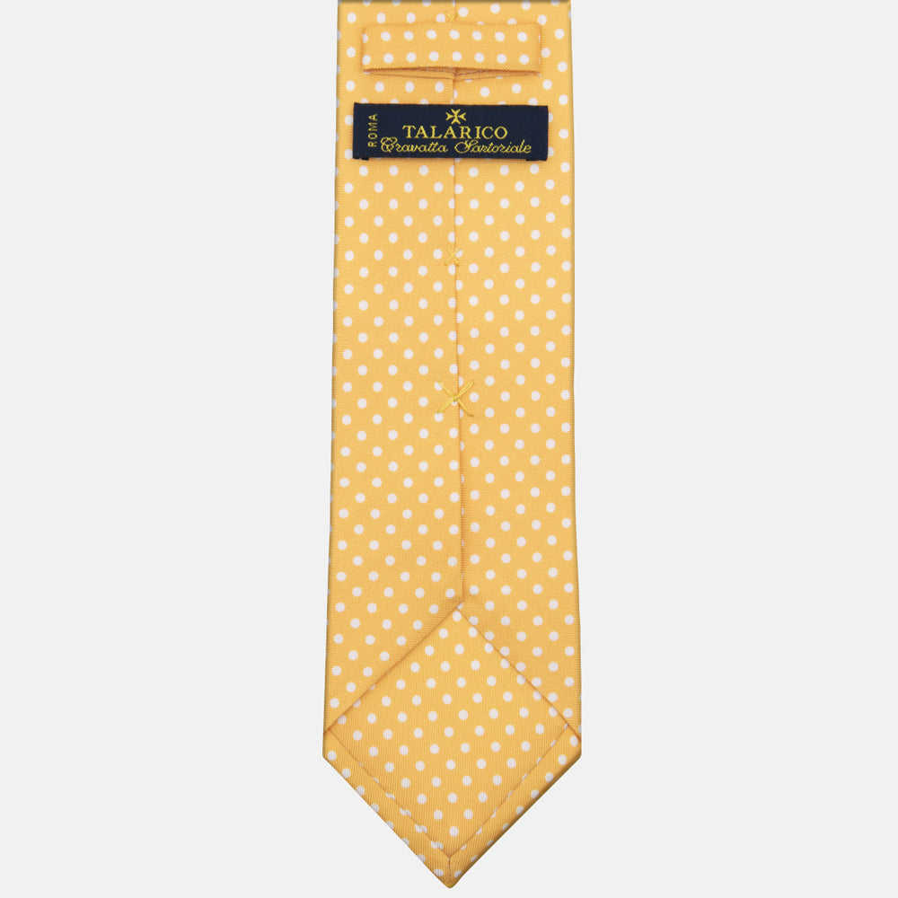 3-Fold Silk Tie Polka Dot Pattern, Yellow - M6847