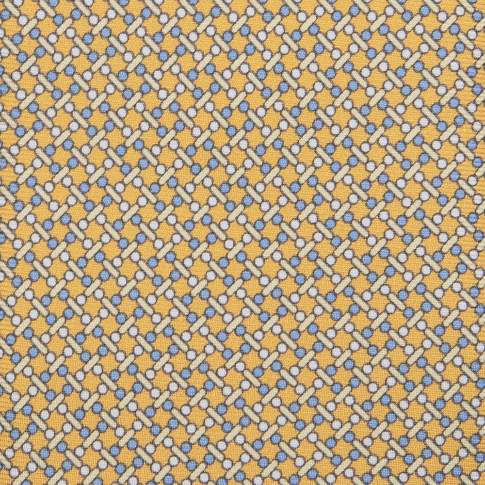 Cravatta 3 pieghe in Seta Fantasia Geometrica, Gialla - M49154