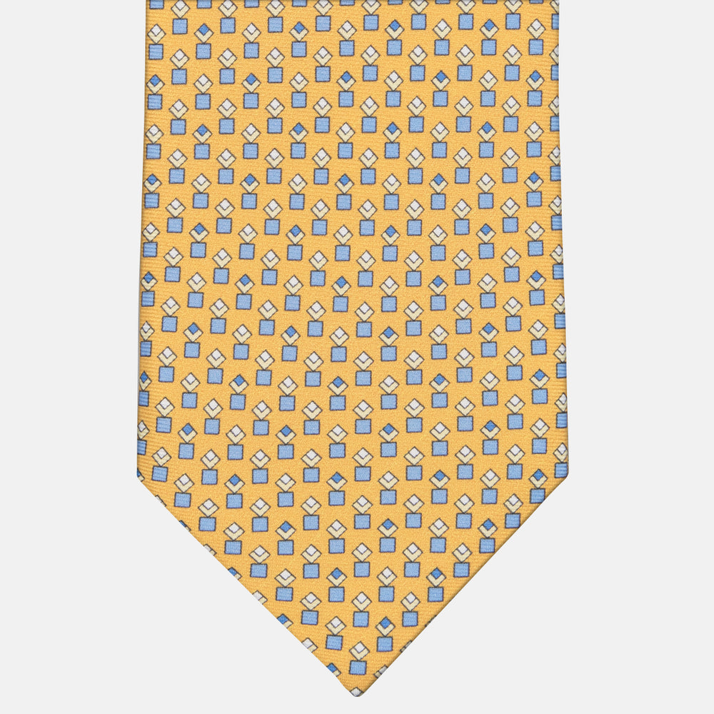 Cravatta 3 pieghe in Seta Fantasia Geometrica, Giallo - M34186