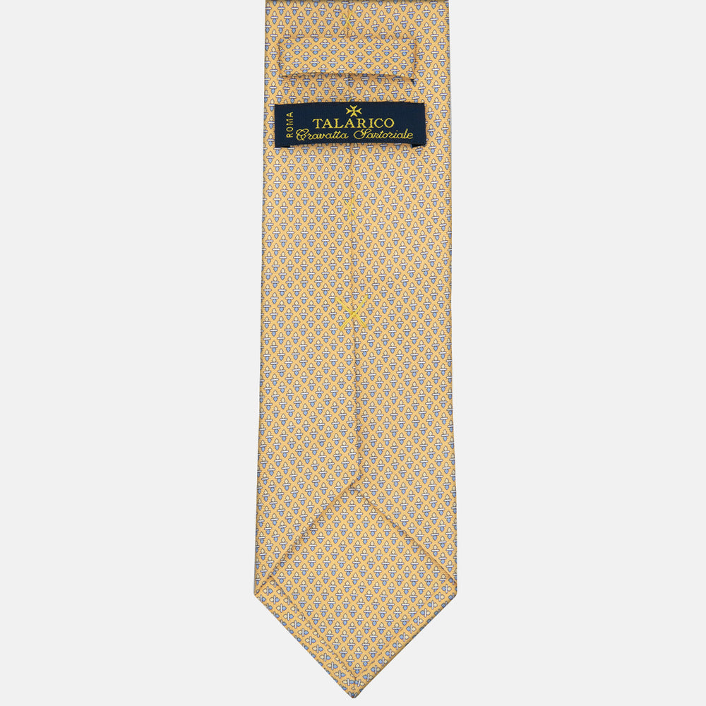 3-Fold Tie in Geometric Pattern Silk, Yellow - M48651