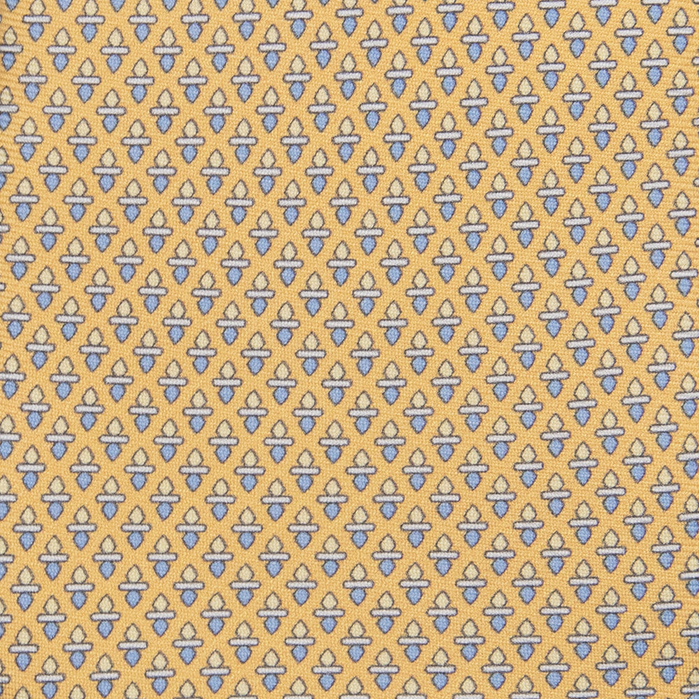 3-Fold Tie in Geometric Pattern Silk, Yellow - M48651