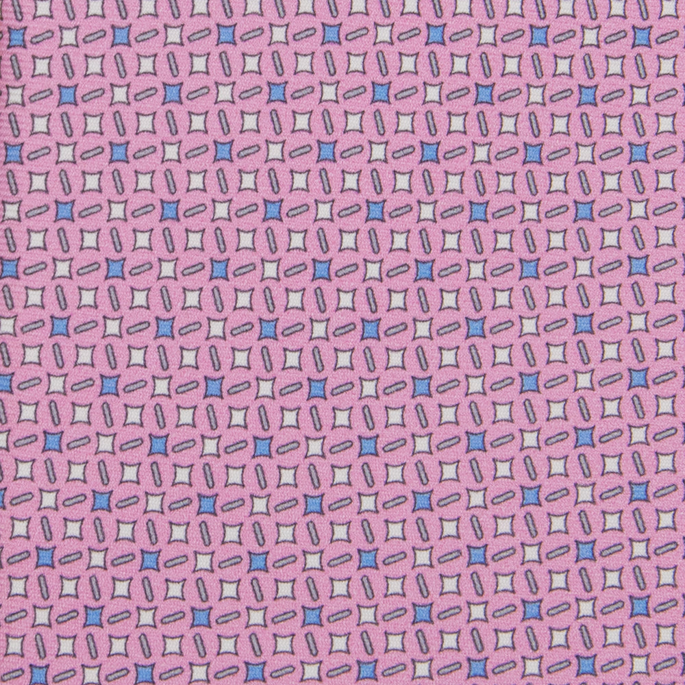 Cravatta 3 pieghe in Seta Fantasia Geometrica, Rosa - M48652