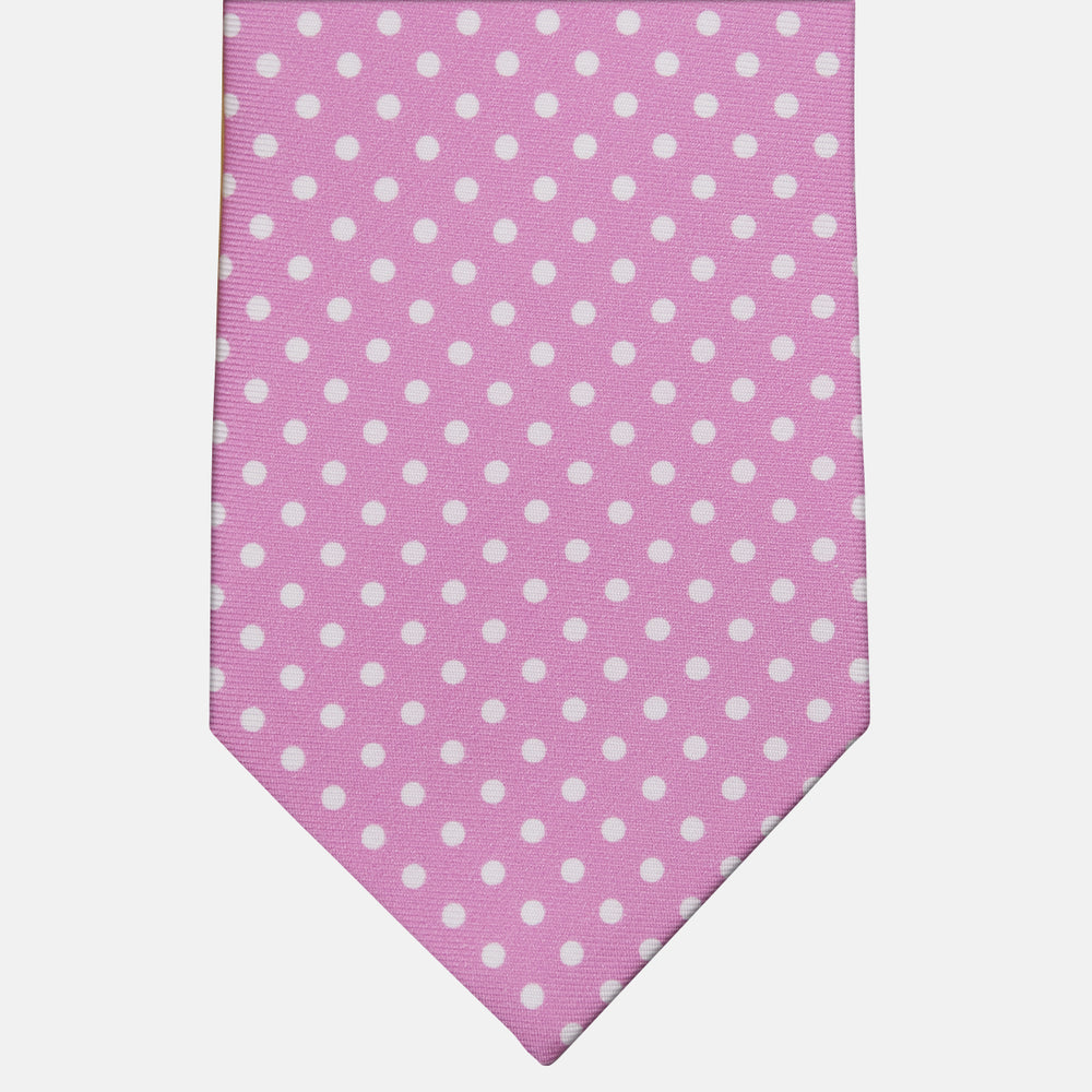 Cravatta 3 pieghe in Seta Fantasia Pois, Rosa - M6847