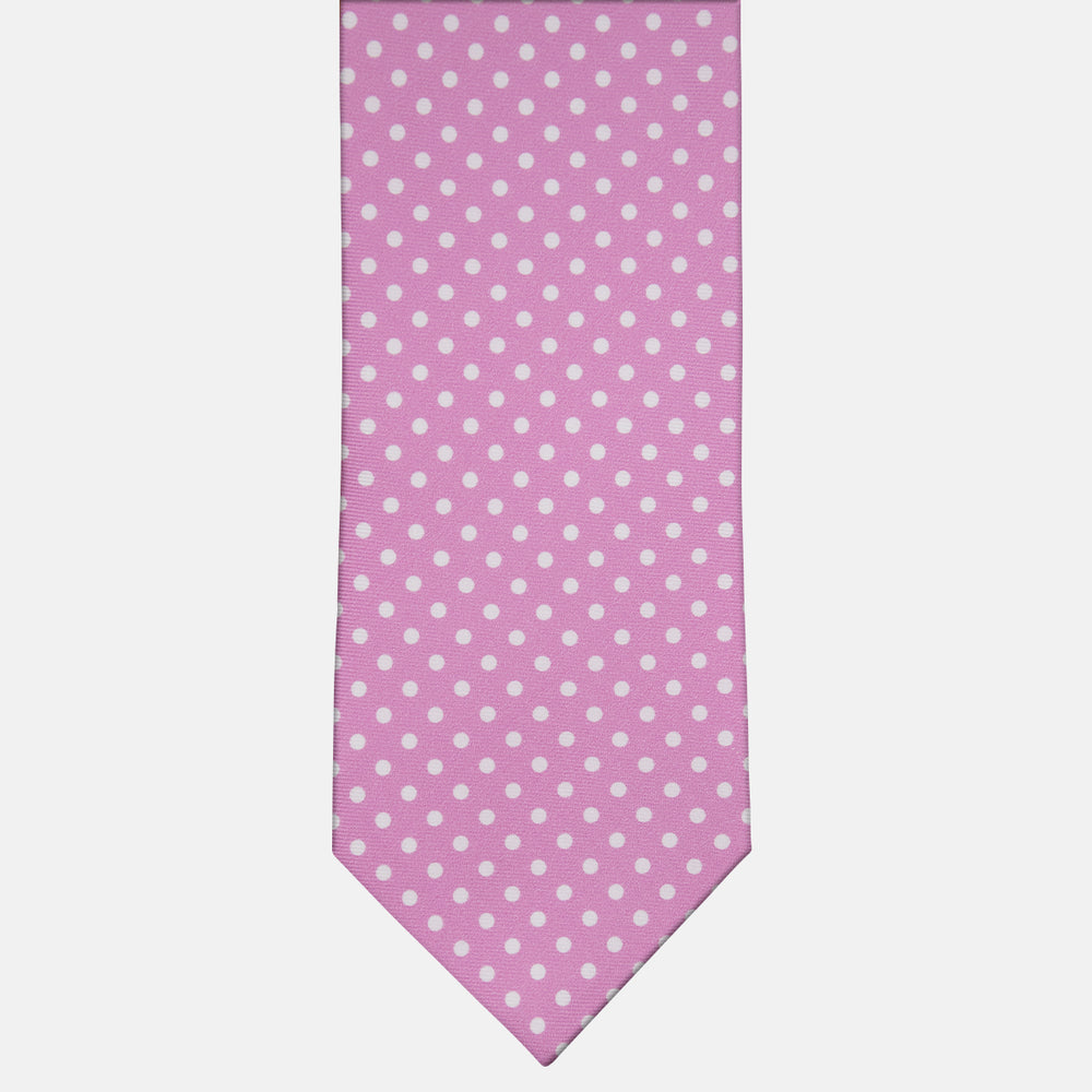 Cravatta 3 pieghe in Seta Fantasia Pois, Rosa - M6847