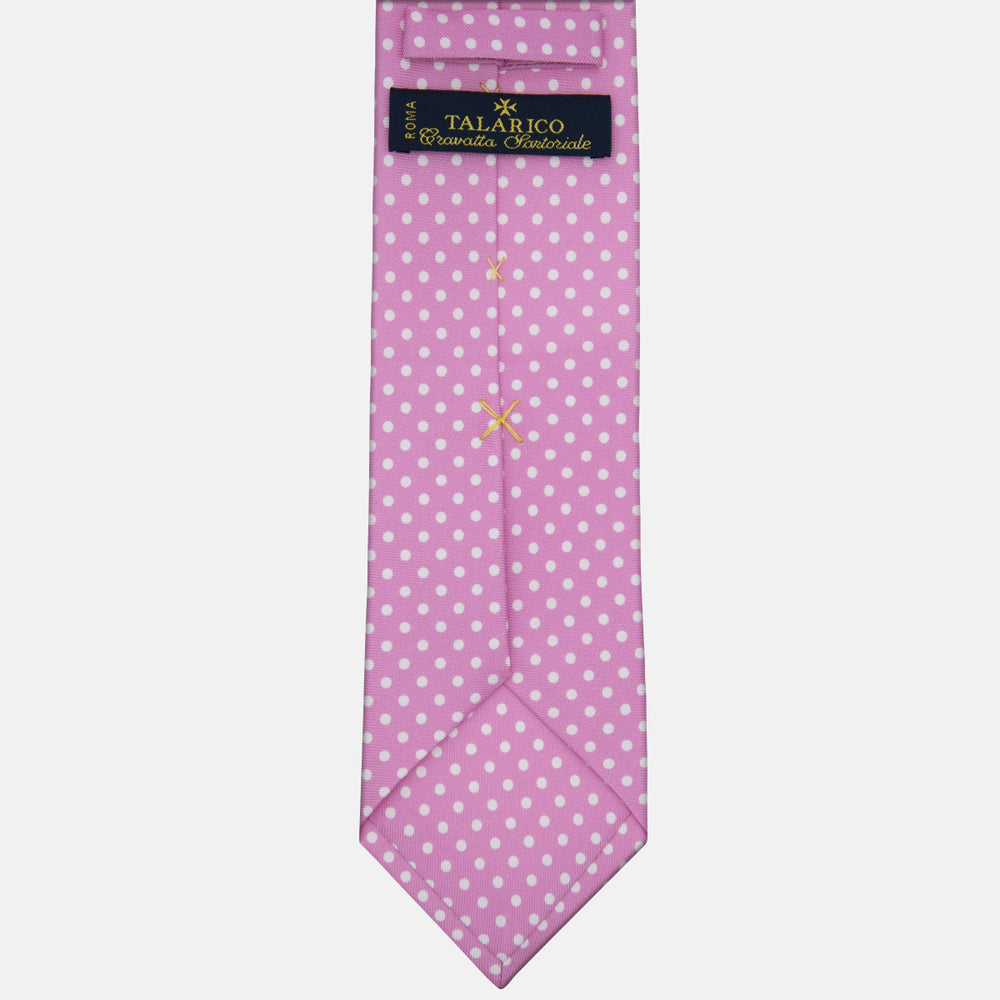 Cravatta 3 pieghe in Seta Fantasia Pois, Rosa - M6847