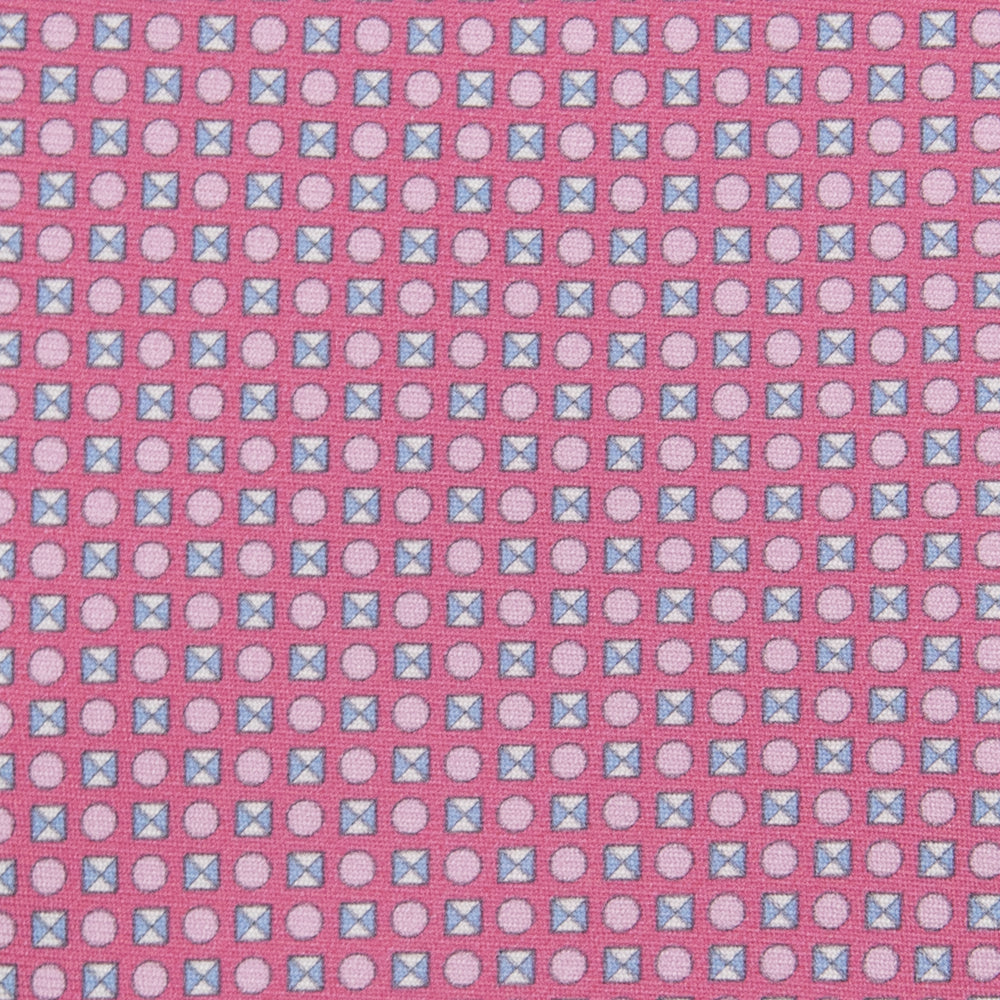 Cravatta 3 pieghe in Seta Fantasia Geometrica, Rosa Scuro - M50003