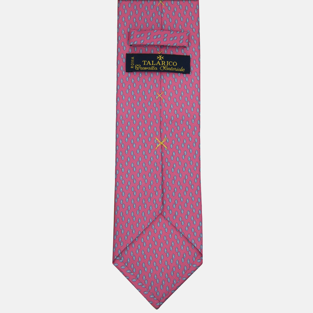 Cravatta 3 pieghe in Seta Fantasia Geometrica, Rosa Scuro - M50031