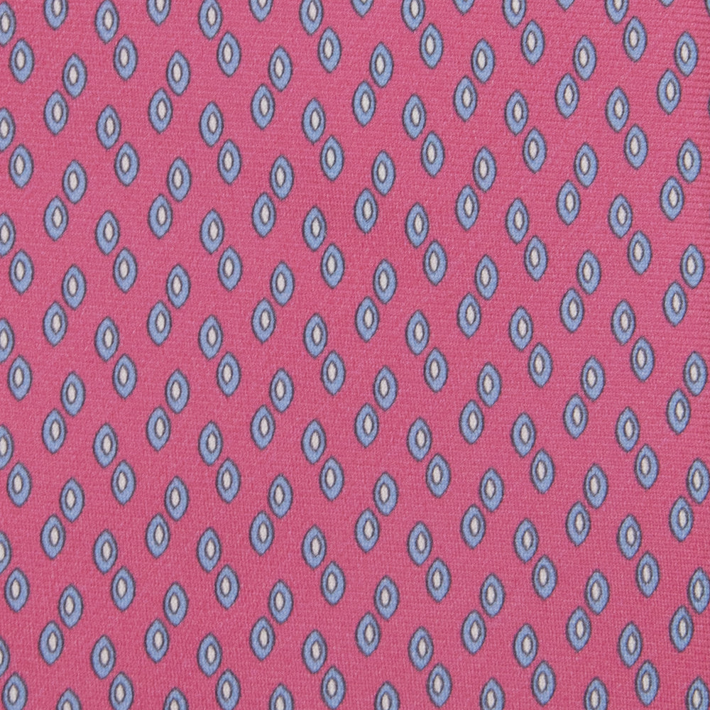 Cravatta 3 pieghe in Seta Fantasia Geometrica, Rosa Scuro - M50031