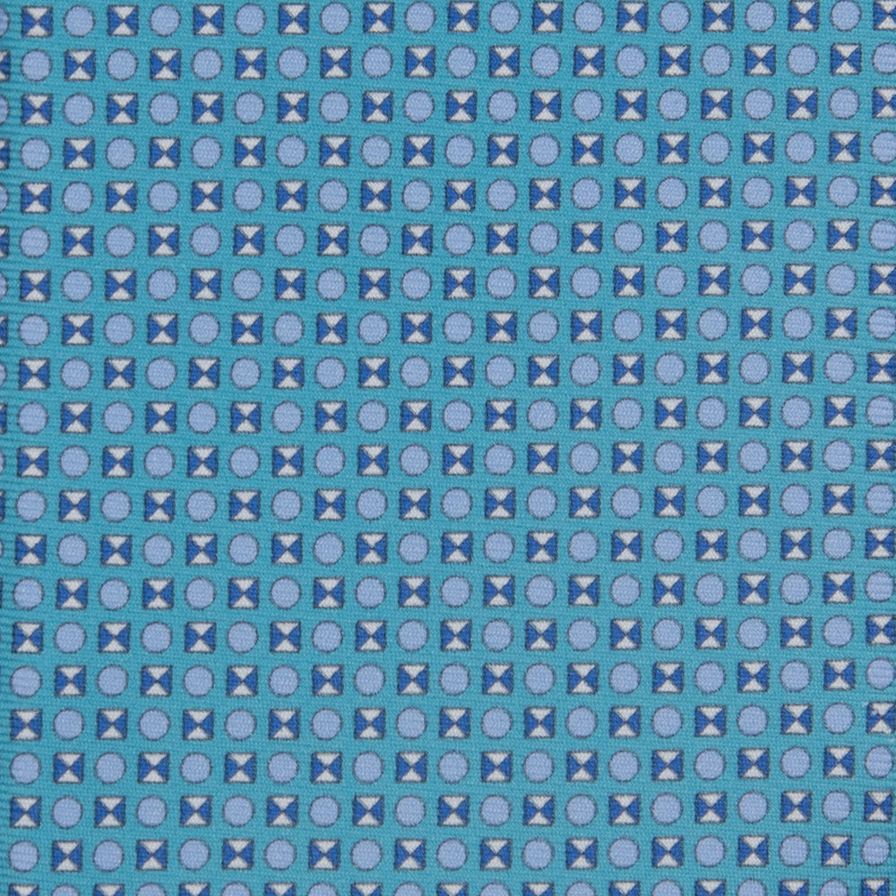 Cravatta 3 pieghe in Seta Fantasia Geometrica, Piscina - M50003