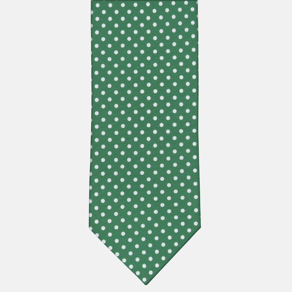 3-Fold Silk Tie Polka Dot Pattern, Green - M6847