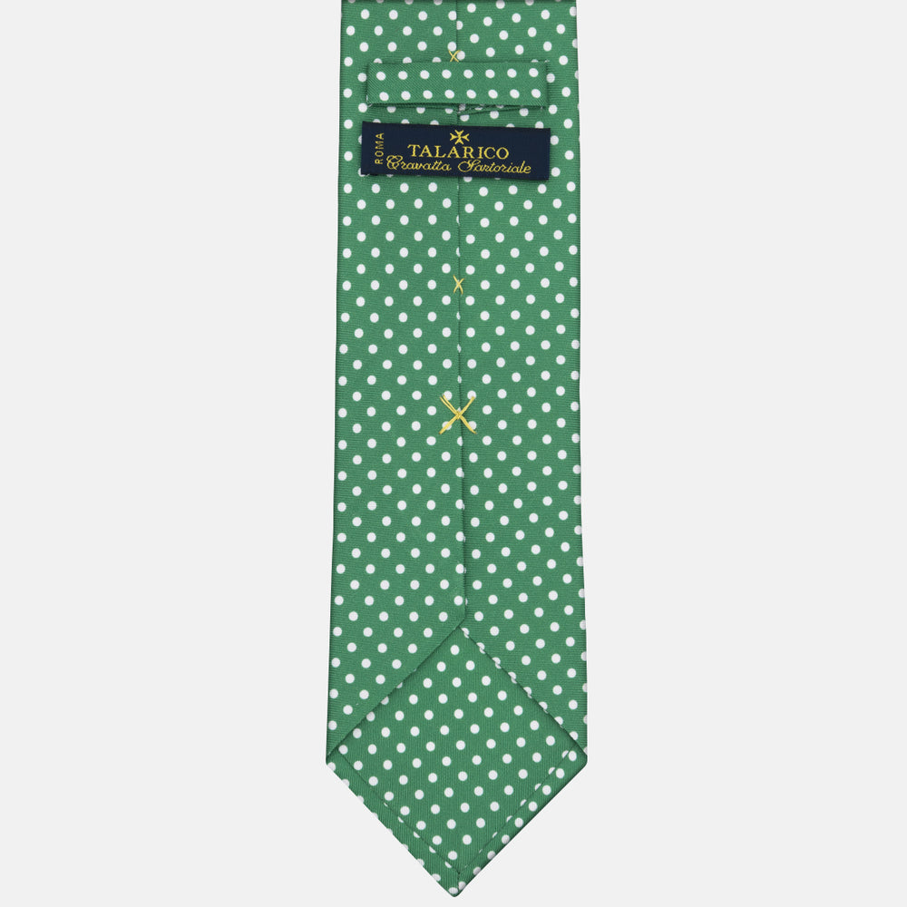 3-Fold Silk Tie Polka Dot Pattern, Green - M6847