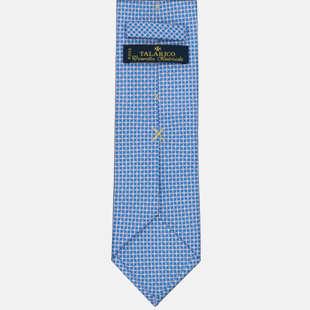 3-Fold Geometric Pattern Silk Tie, Light Blue Pink - MOA409