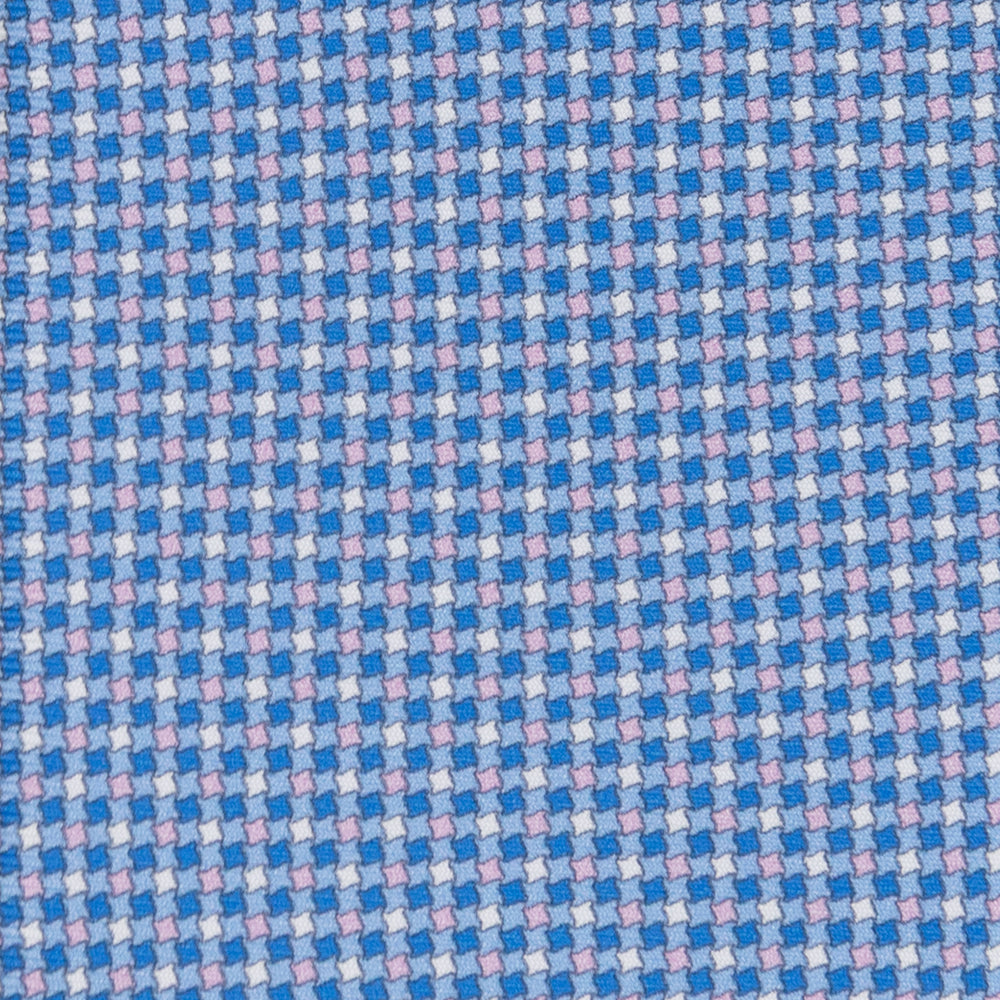 3-Fold Geometric Pattern Silk Tie, Light Blue Pink - MOA409