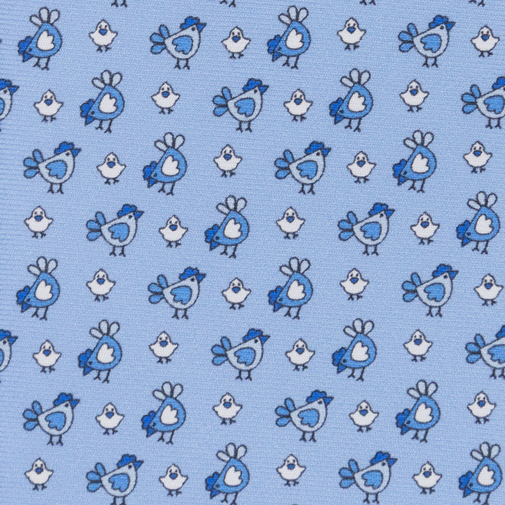 3-Fold Tie in Chick Pattern Silk, Sky Blue - M55268