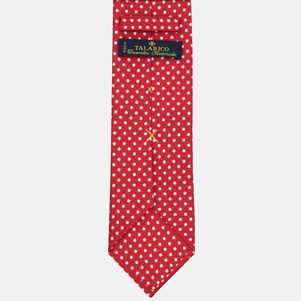 Cravatta 3 pieghe in Seta Fantasia Pois, Rosso - M6847