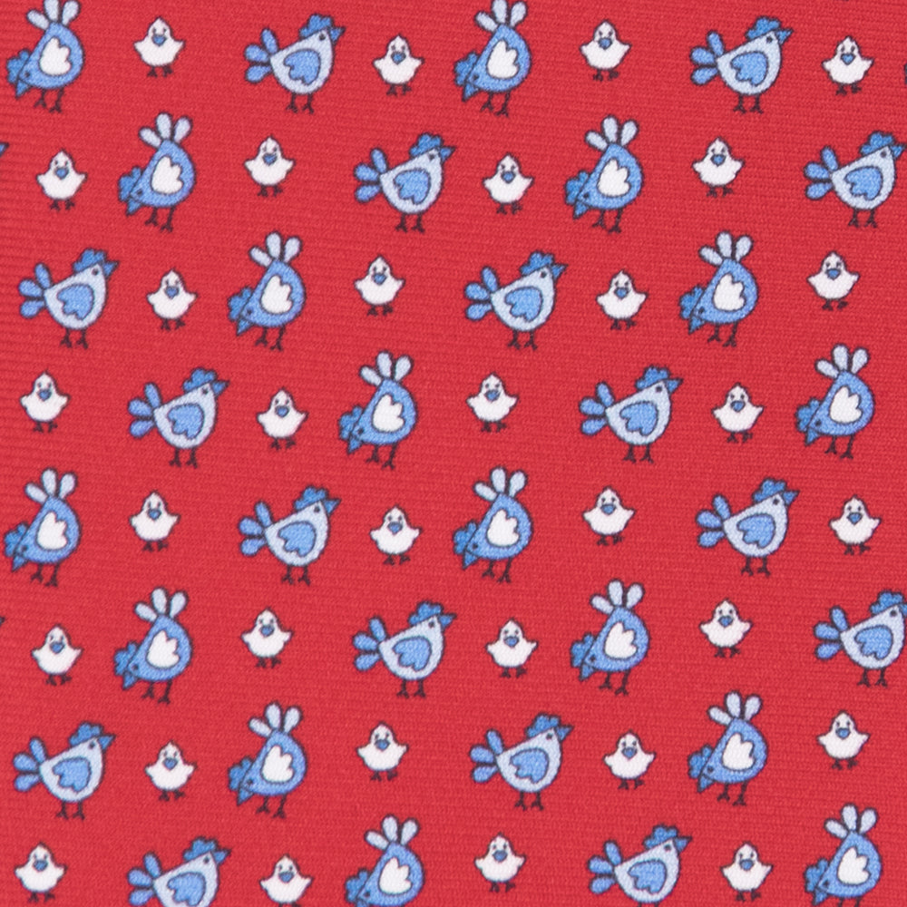 Cravatta 3 pieghe in Seta Fantasia Pulcini, Rosso - M55268