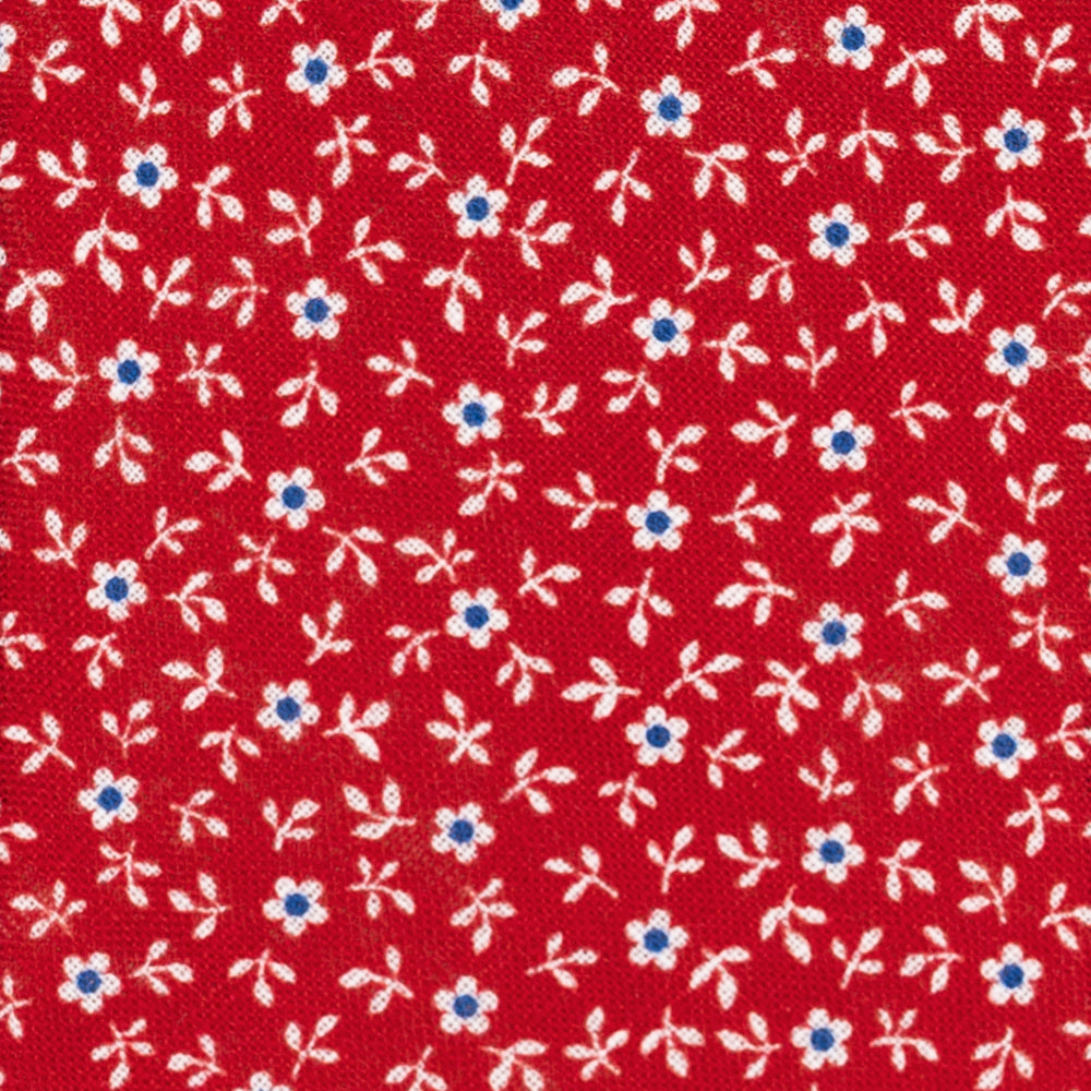 Cravatta 3 Pieghe in Irish Linen Fantasia Floreale Rosso - M6501