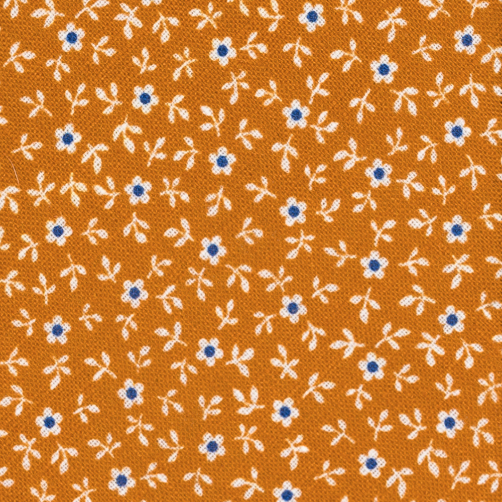 Cravatta 3 Pieghe in Irish Linen Fantasia Floreale Arancione - M6501