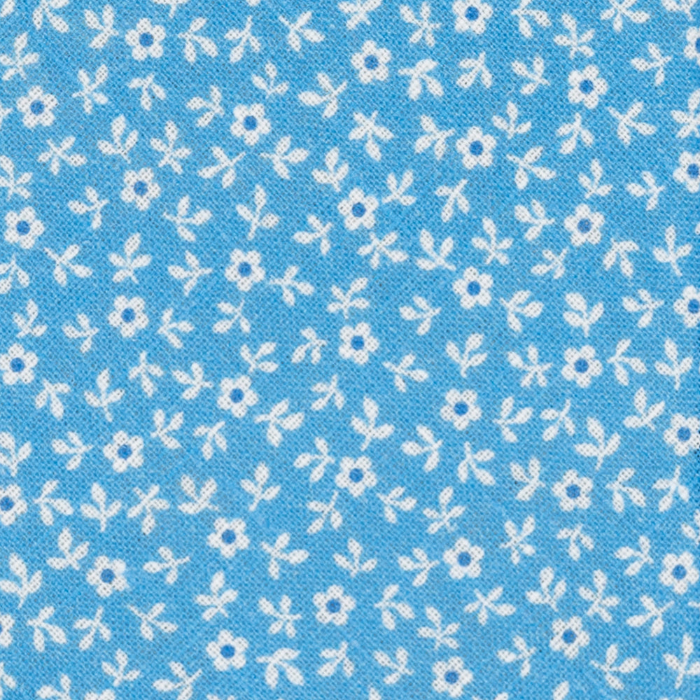 Cravatta 3 Pieghe in Irish Linen Fantasia Floreale Celeste - M6501