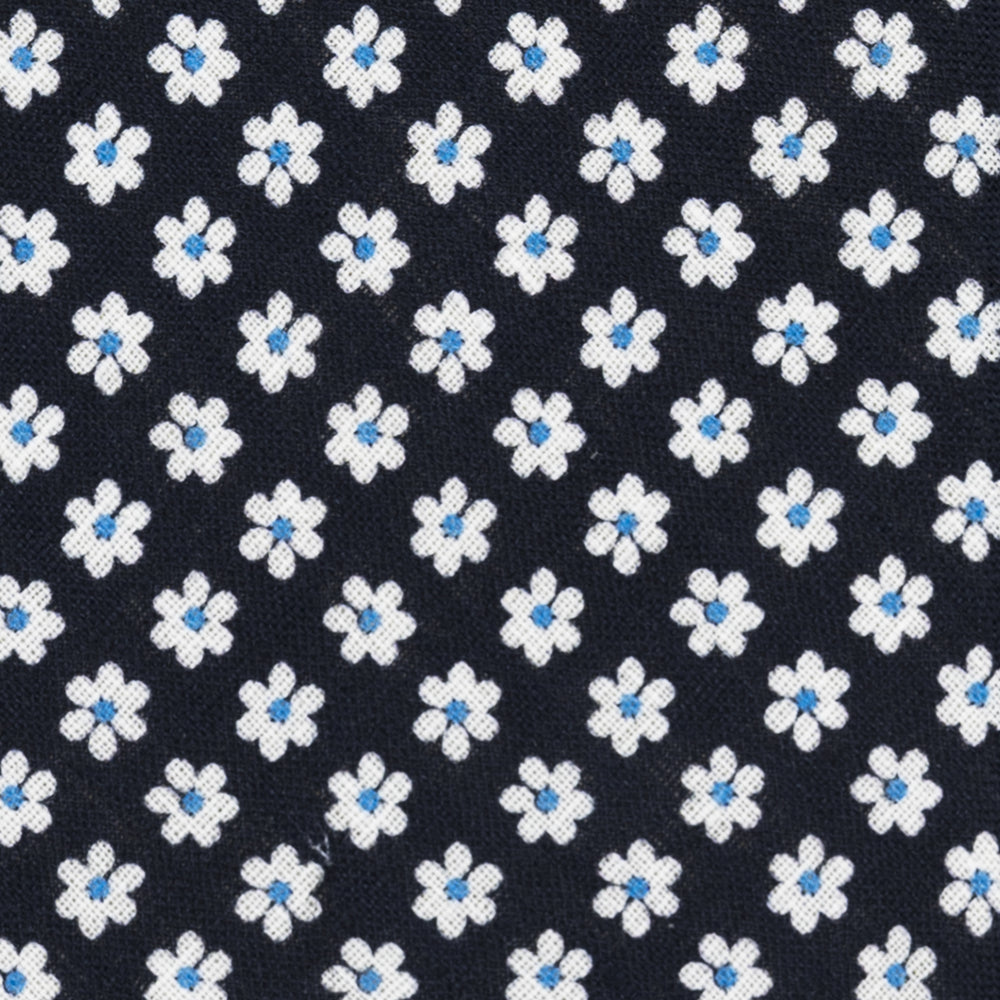 Cravatta 3 Pieghe in Irish Linen Fantasia Floreale Blu - M8233