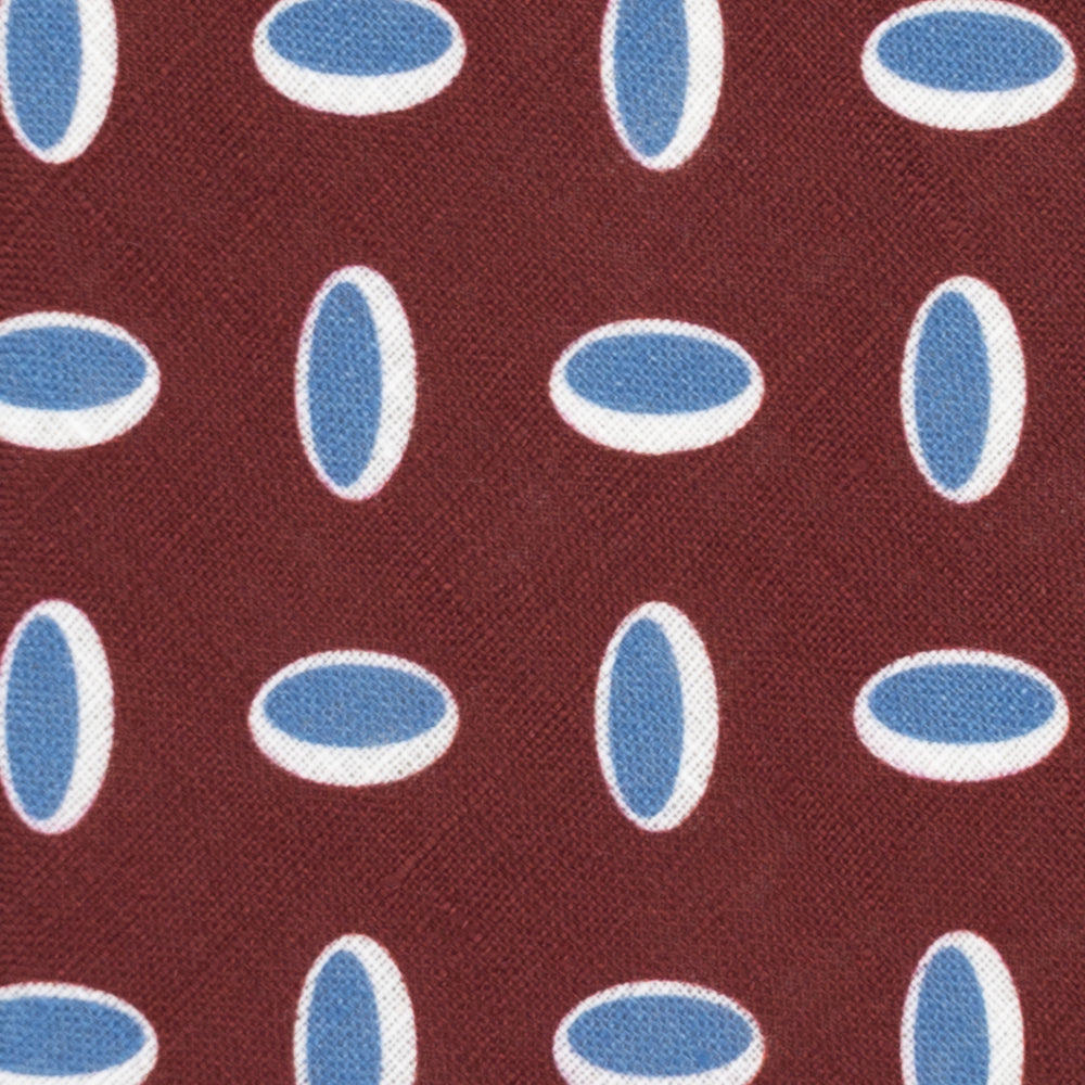 Cravatta 3 Pieghe in Irish Linen Fantasia Geometrica Bordeaux - M49114