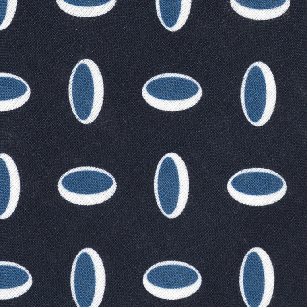 Cravatta 3 Pieghe in Irish Linen Fantasia Geometrica Blu Celeste - M49114