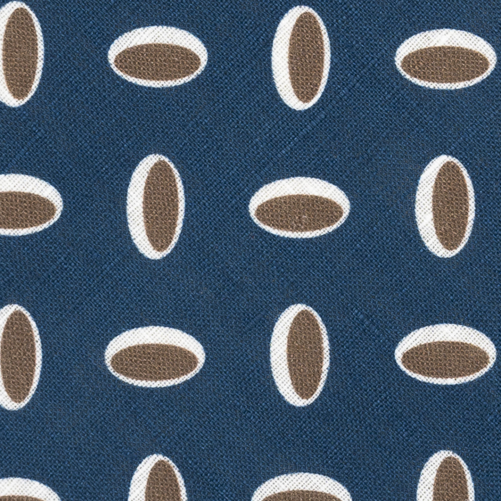 Cravatta 3 Pieghe in Irish Linen Fantasia Geometrica Azzurro - M49114