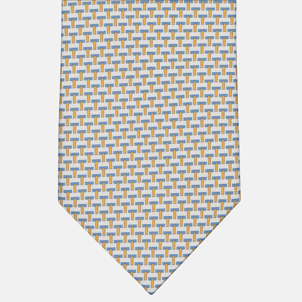 Cravatte 3 pieghe seta T Iconica Bianco Giallo