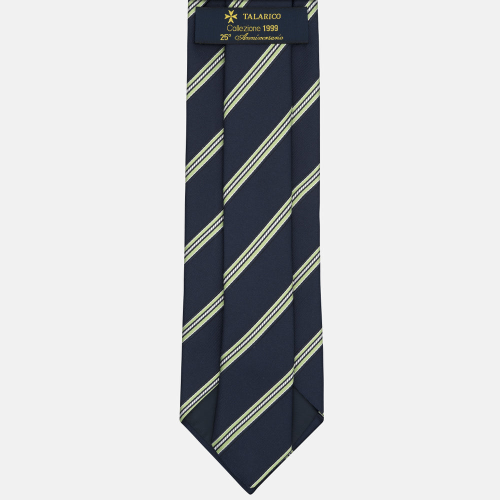 Cravatta Collezione 1999 in Seta Pesante Regimental, Blu Verde