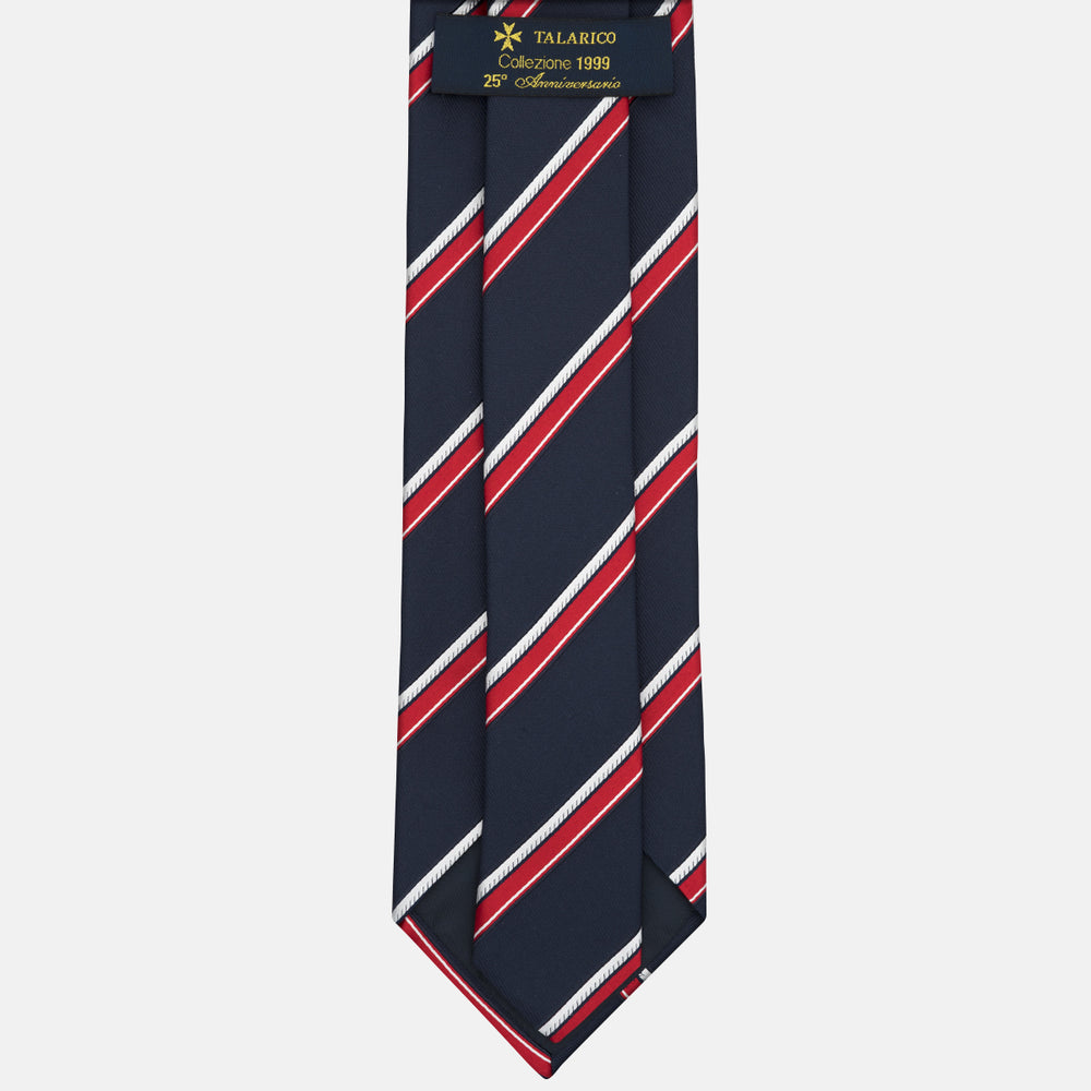 Cravatta Collezione 1999 in Seta Pesante Regimental, Blu Rosso
