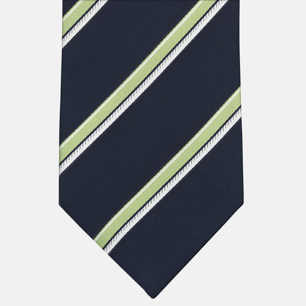 Cravatta Collezione 1999 in Seta Pesante Regimental, Blu Verde JD15