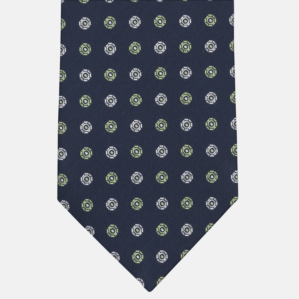 Cravatta Collezione 1999 in Seta Pesante Fantasia Geometrica, Blu Verde JD012