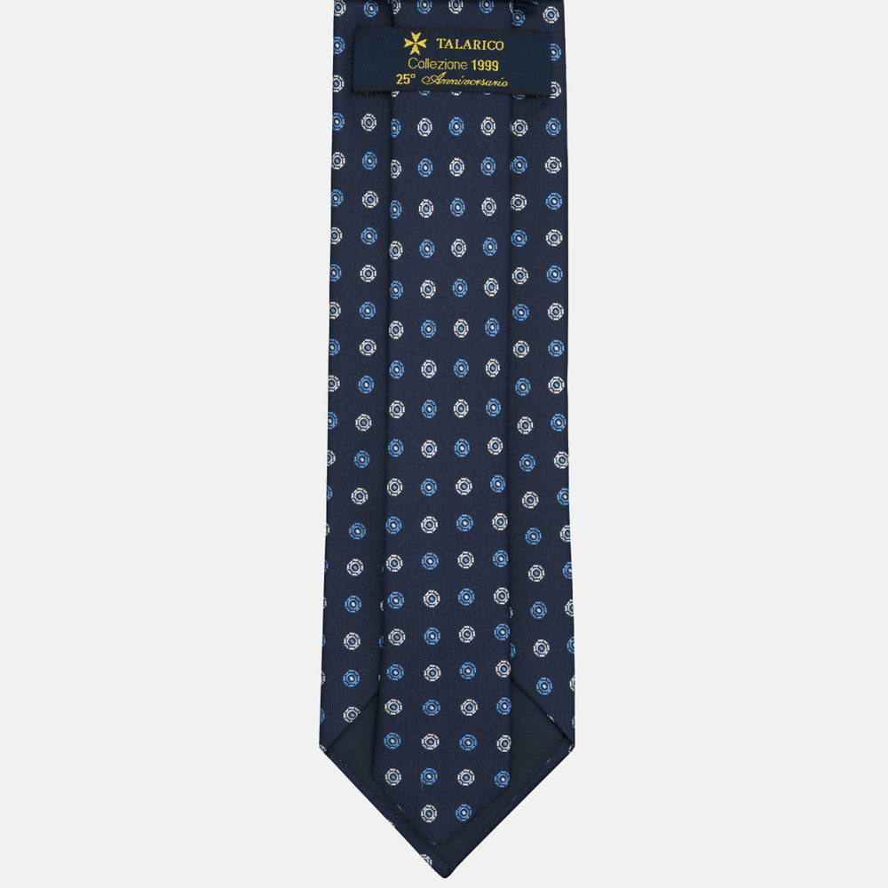 Cravatta Collezione 1999 in Seta Pesante Fantasia Geometrica Blu Celeste JD012