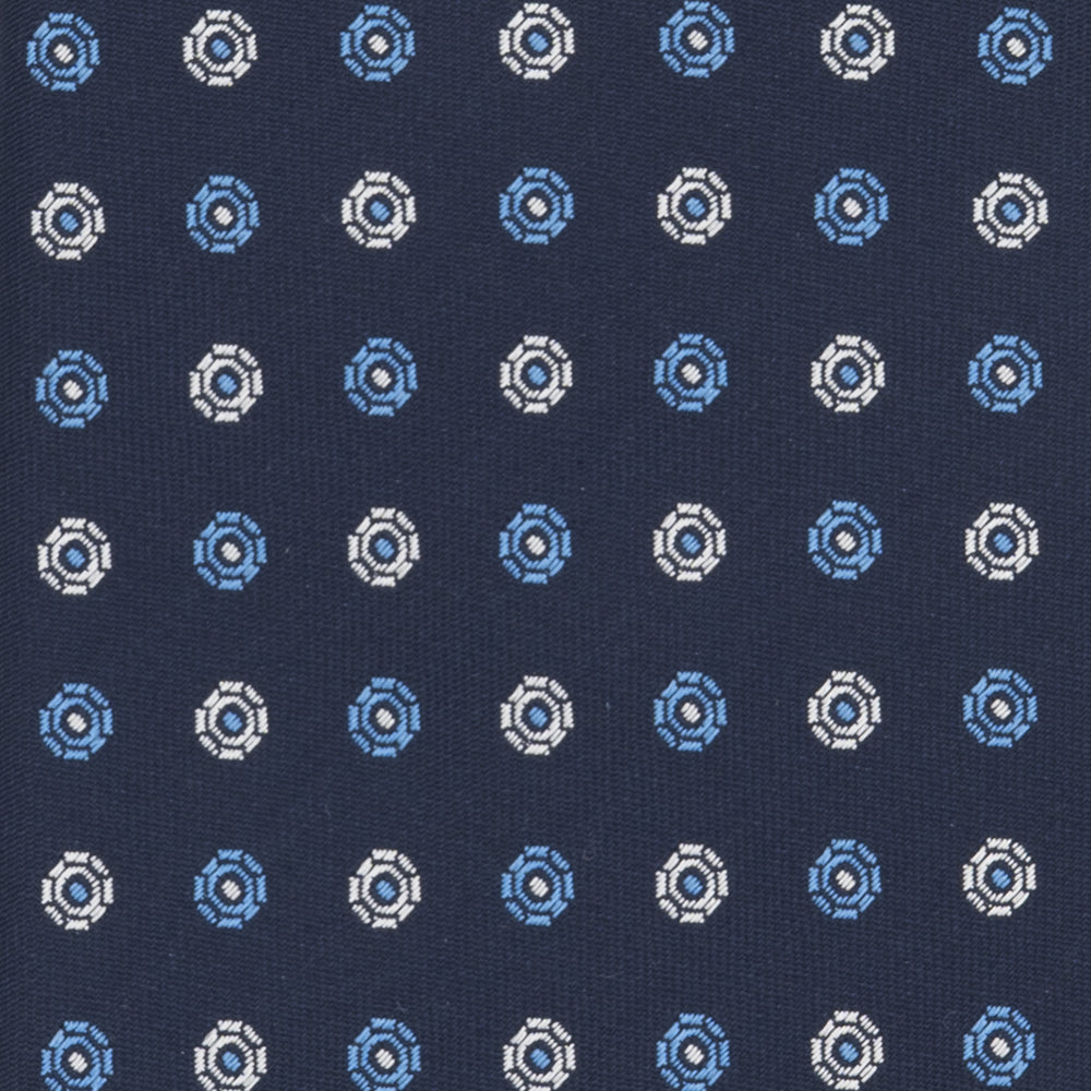 Cravatta Collezione 1999 in Seta Pesante Fantasia Geometrica Blu Celeste JD012