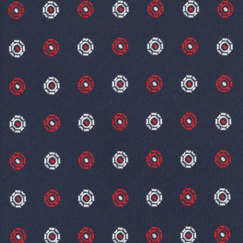 Cravatta Collezione 1999 in Seta Pesante Fantasia Geometrica Blu Rosso