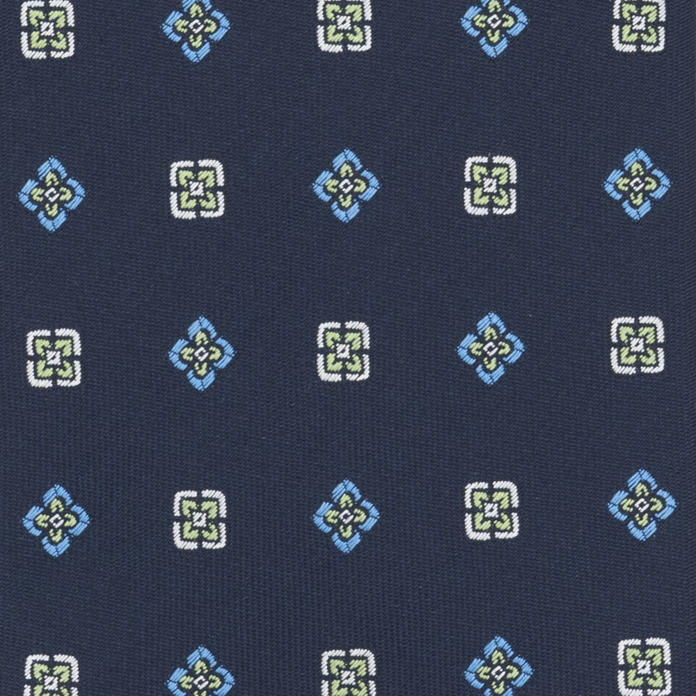 Cravatta Collezione 1999 in Seta Pesante Fantasia Geometrica Blu Verde