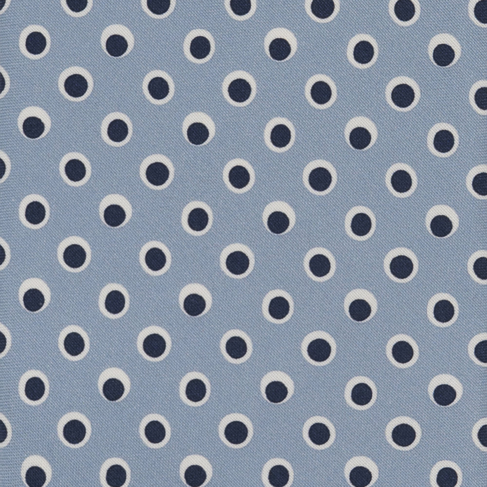 Cravatta 3 Pieghe in Irish Linen Fantasia Pois Celeste - Blu
