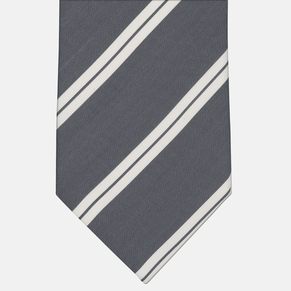 Cravatta 3 Pieghe in Irish Linen Regimental Grigio