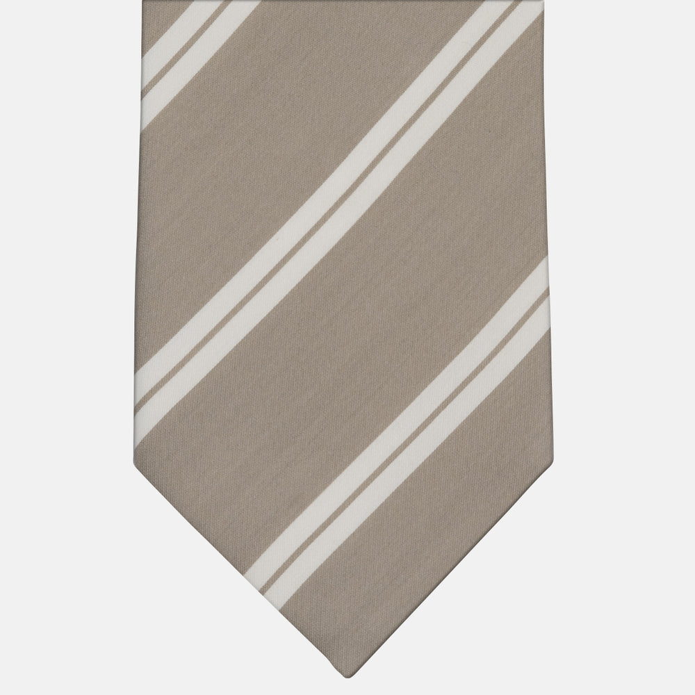 Cravatta 3 Pieghe in Irish Linen Regimental Beige