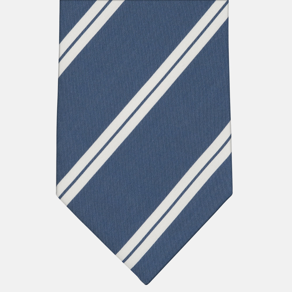 Cravatta 3 Pieghe in Irish Linen Regimental Blu