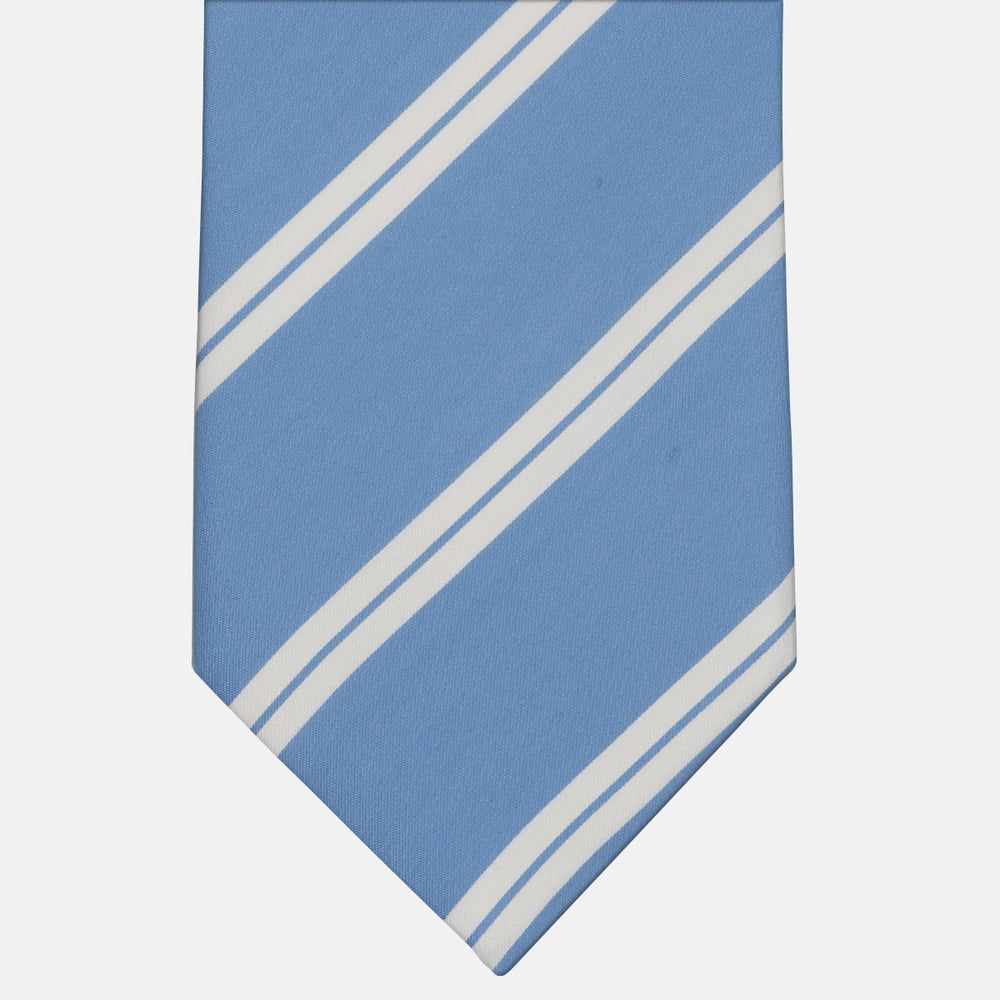 Cravatta 3 Pieghe in Irish Linen Regimental Celeste