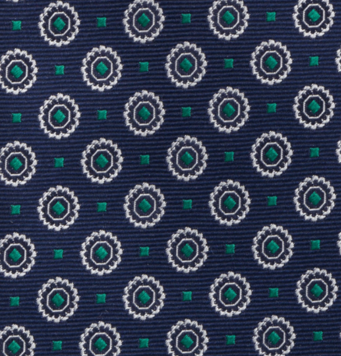 Cravatta Collezione 1999 in Seta Pesante Blu Verde Fantasia Geometrica