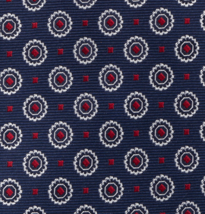 Cravatta Collezione 1999 in Seta Pesante Blu Rosso Fantasia Geometrica JD07