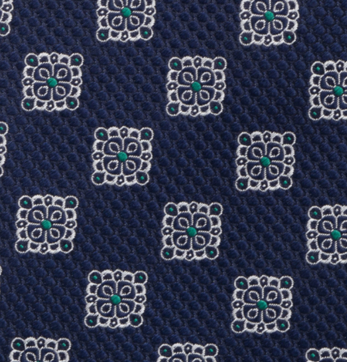 Cravatta Collezione 1999 in Seta Pesante Blu Verde Fantasia Geometrica