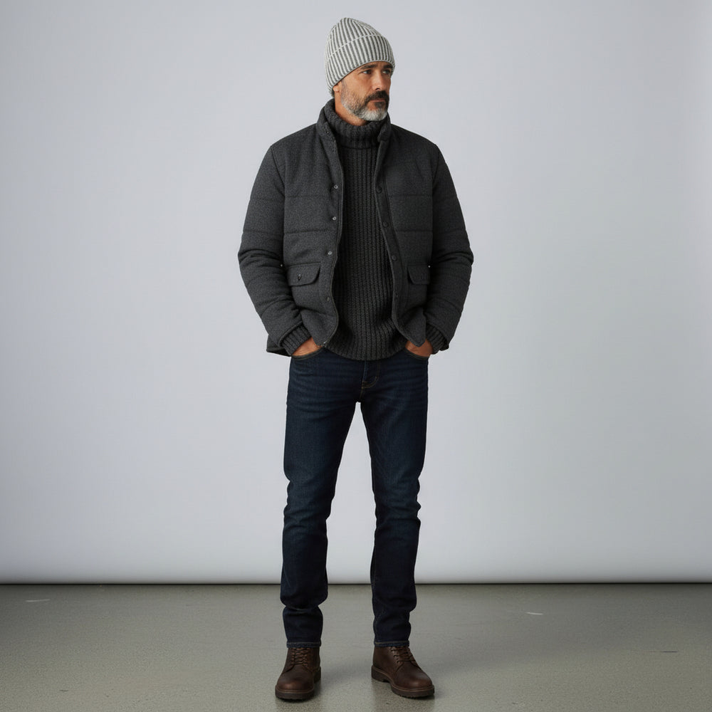 Berretto in Cashmere Panna-Gris