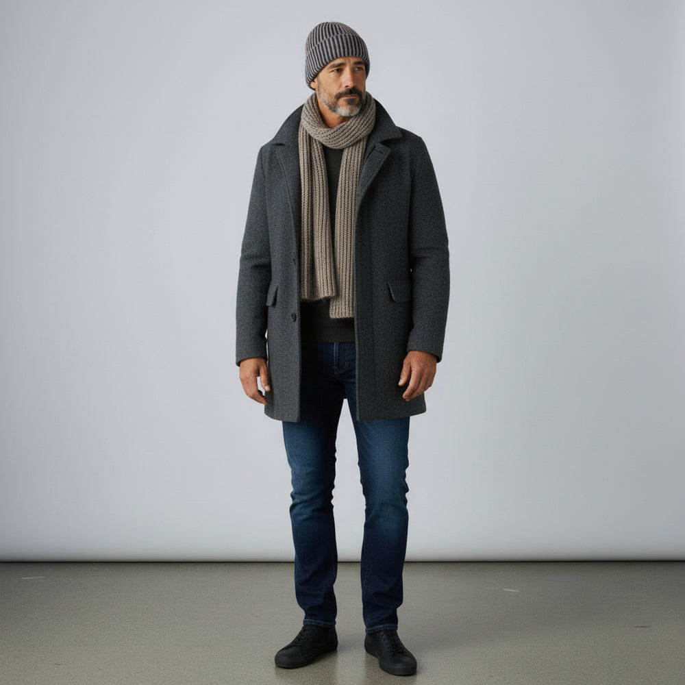 Berretto in Cashmere Notturno-Legno